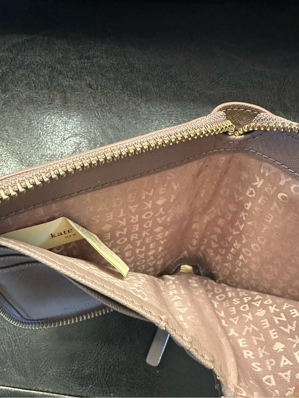 Kate Spade New York Saffiano Leather Zip-Around Mini Wallet in Taupe - Picture 5 of 11